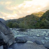 混浴露天風呂から槍ヶ岳が見える