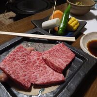 夕食（溶岩焼きの豊後牛）