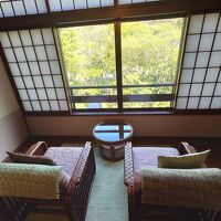 窓の外から新緑を眺めてのんびり…