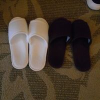 スリッパも２色、毎日新しいセットを用意